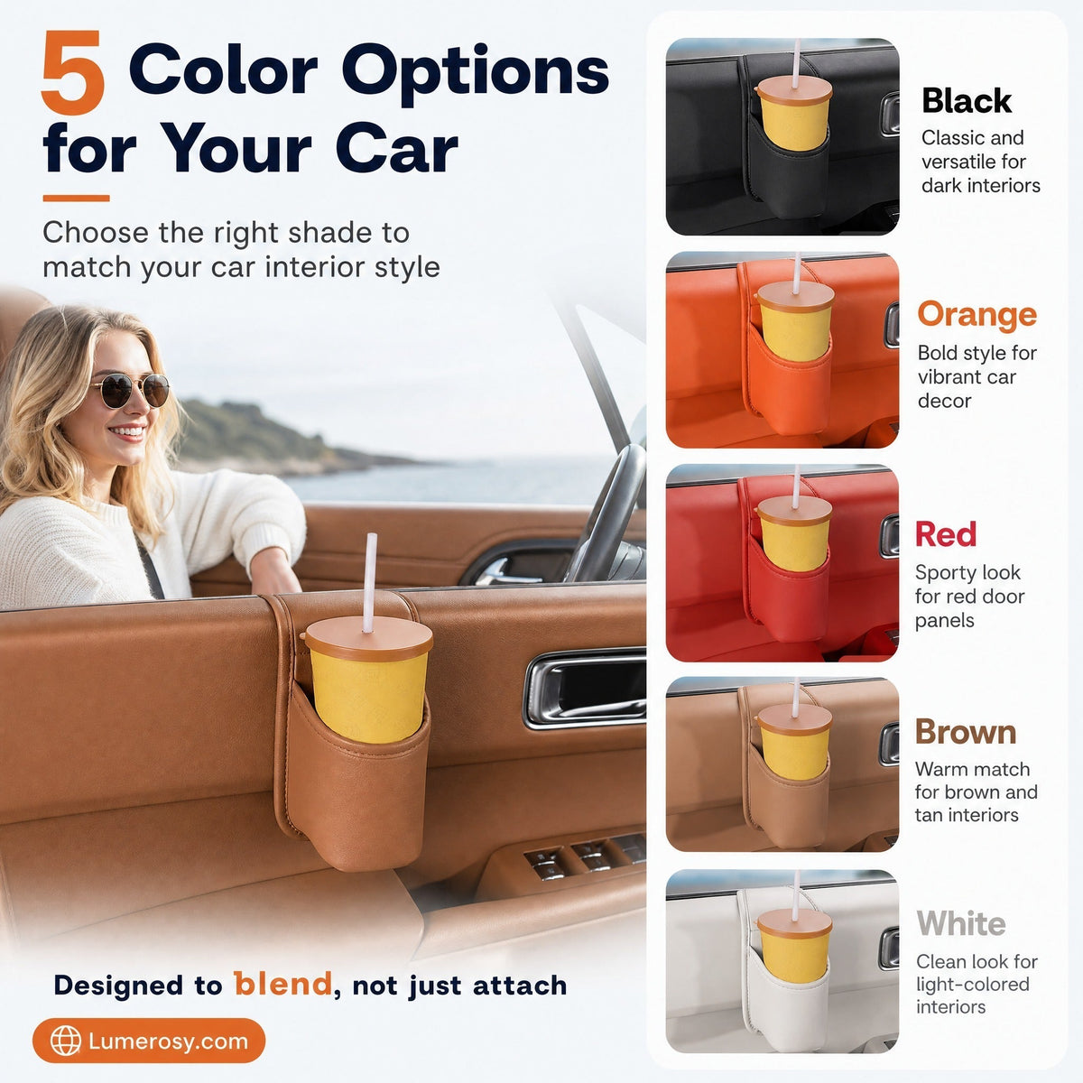 🚗 Save 50%! 🧃 Leather Car Cup Holder – Wide opening, clip‑on & stylish PU ✨