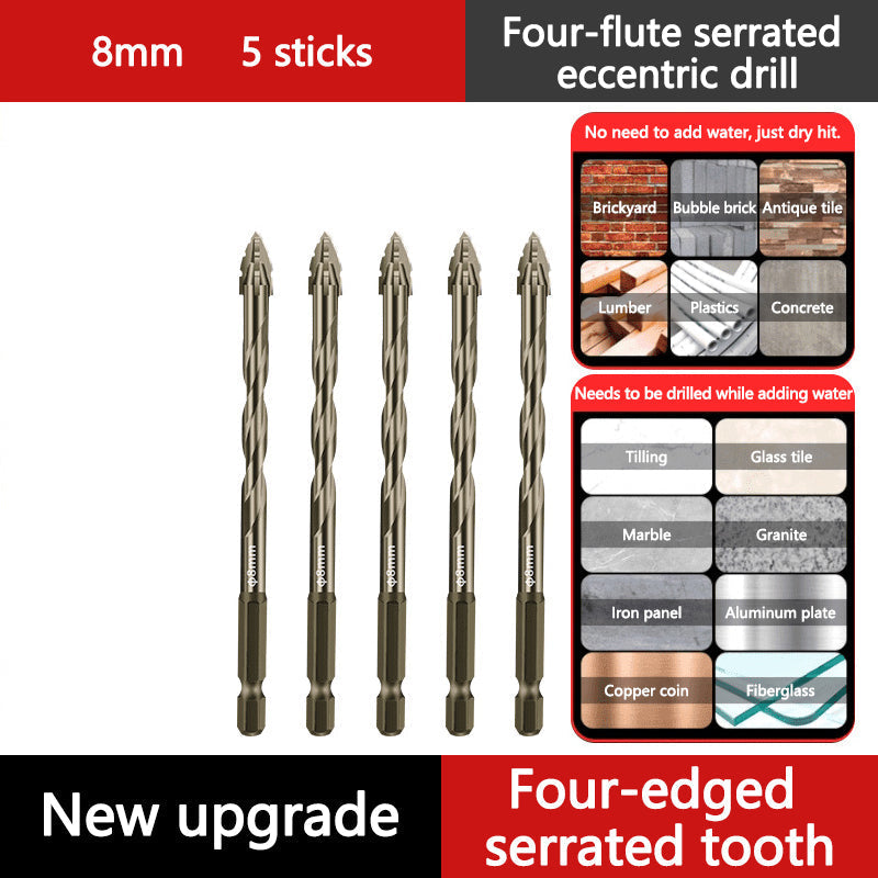 🔥2026 Hot Sale🔥High-Strength 4-Flute Serrated Eccentric Drill Bit Kit - Durable & Versatile for All DIY Projects