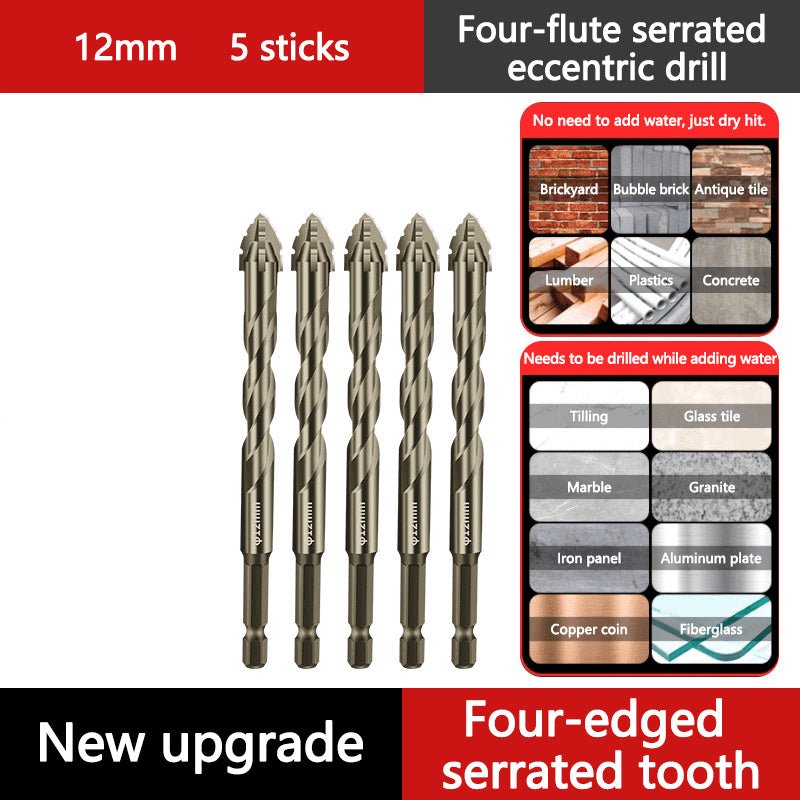 🔥2026 Hot Sale🔥High-Strength 4-Flute Serrated Eccentric Drill Bit Kit - Durable & Versatile for All DIY Projects