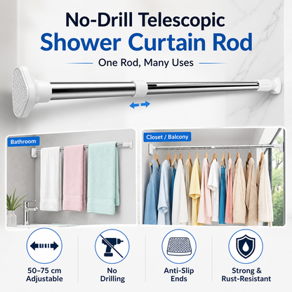 📢📢40% OFF !! ⏰ Telescopic Clothing Rod – Extendable & Space-Saving ✨