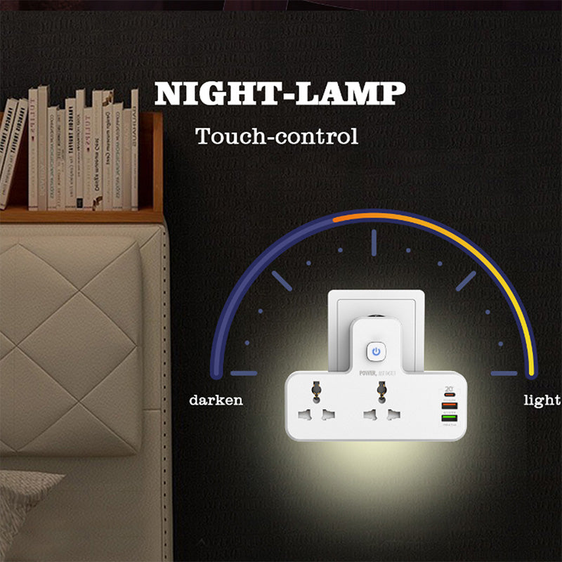 ⚡Universal Power Socket Converter With Night Lamp💡