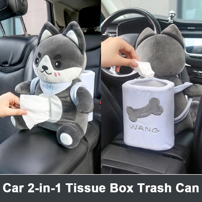 Car-mounted Dual-purpose Tissue Box and Trash Can