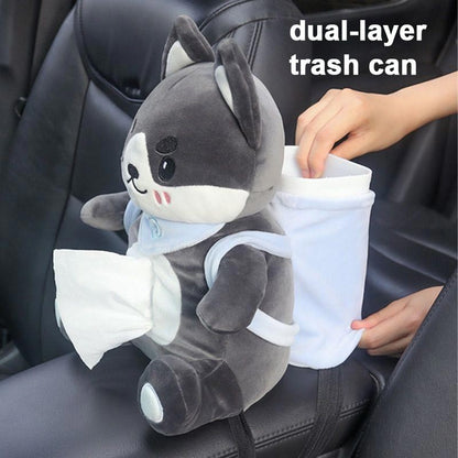 Car-mounted Dual-purpose Tissue Box and Trash Can