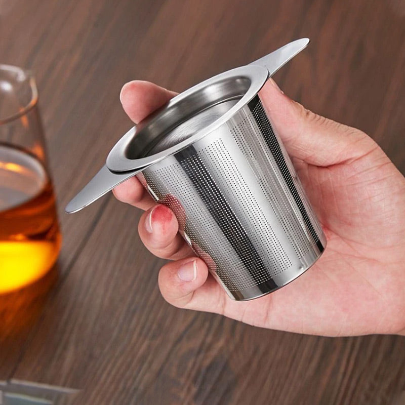 Stainless Steel Tea Filter with Double Handles & Lid