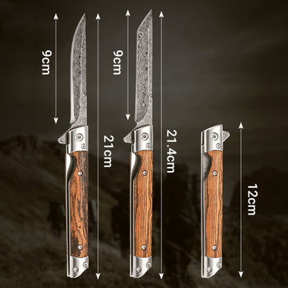 🗡️✨Folding knife with wooden handle for work, hiking & camping⛺