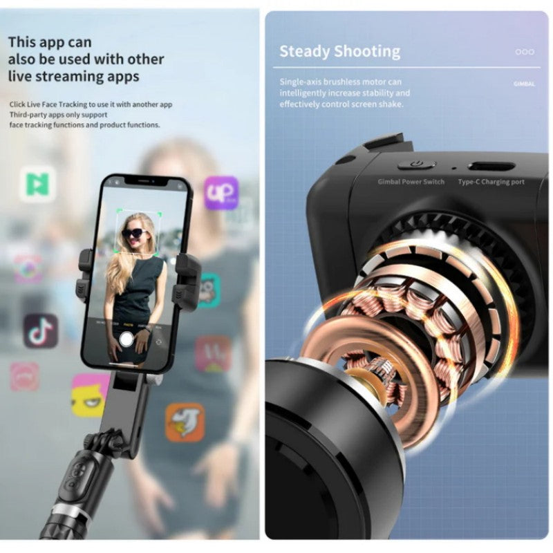 360° Rotating 3-Axis Foldable Gimbal Stabilizer for Smartphones Recording