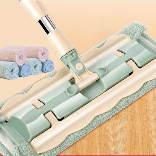 🏆Flat Mop with Stainless Steel Handle, come with Reusable Washable Mop Cloths