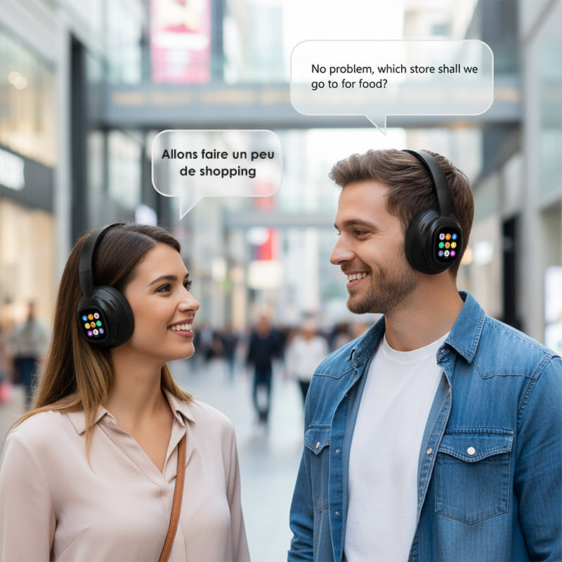 AI Bluetooth Headphones with LCD Display