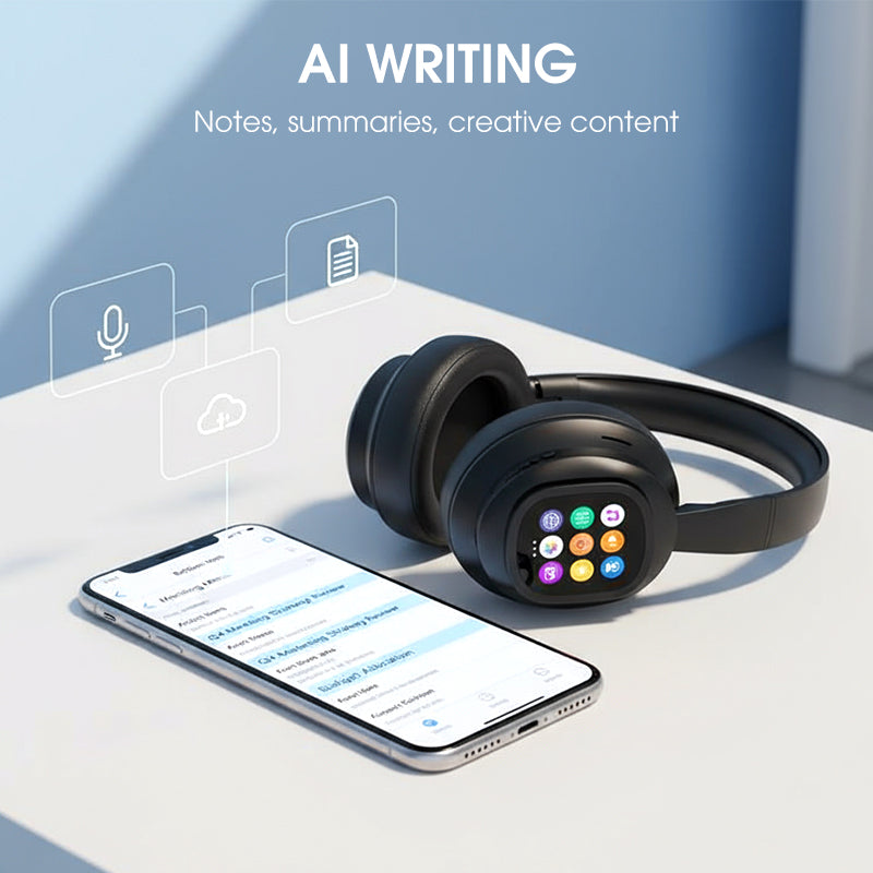 AI Bluetooth Headphones with LCD Display