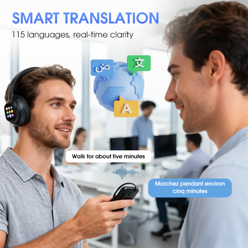 AI Bluetooth Headphones with LCD Display