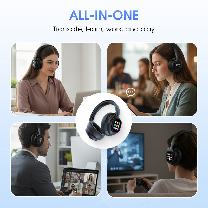 AI Bluetooth Headphones with LCD Display