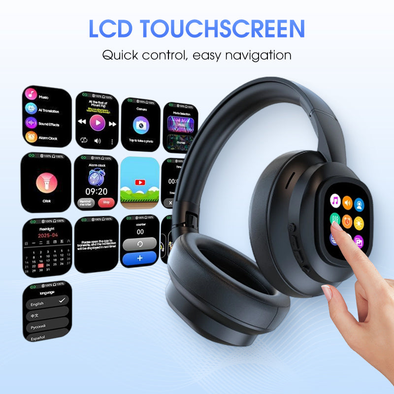 AI Bluetooth Headphones with LCD Display