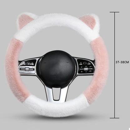 Universal Non-slip Soft Cute Cat Ears Plush Steering Wheel Cover