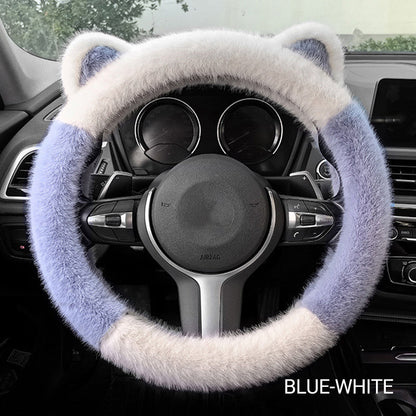 Universal Non-slip Soft Cute Cat Ears Plush Steering Wheel Cover