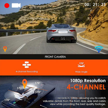 🏆50% Off🔥🚗4-Channel HD Dashcam with Front Interior Rear Recording