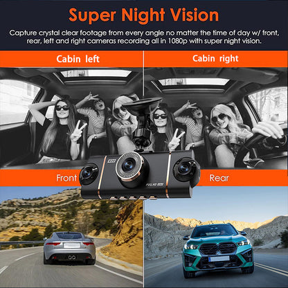 🏆50% Off🔥🚗4-Channel HD Dashcam with Front Interior Rear Recording