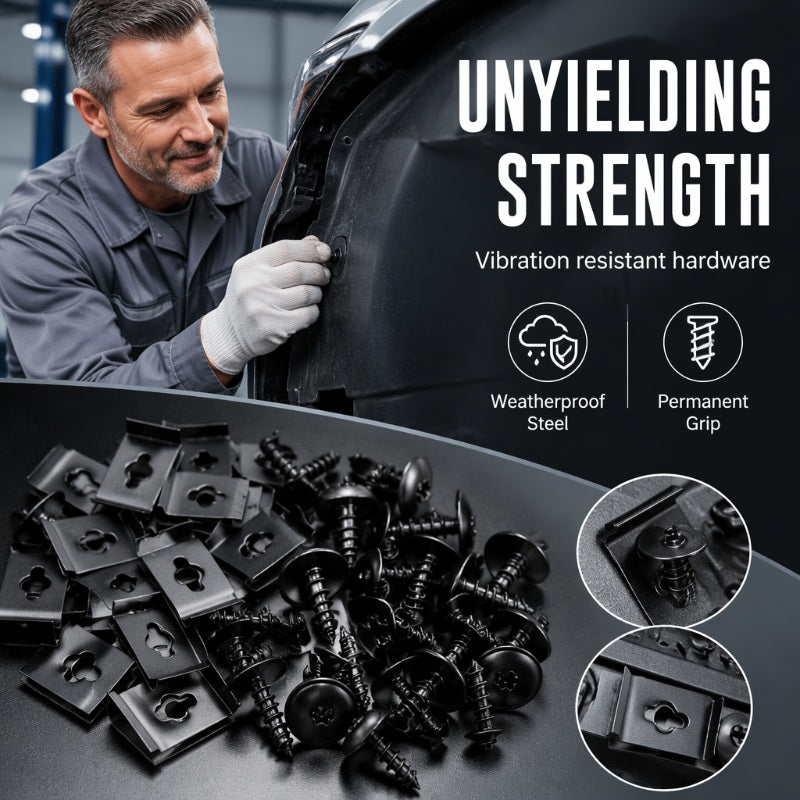 Universal Car Metal U-Type Clips and Screws Set