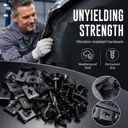 Universal Car Metal U-Type Clips and Screws Set