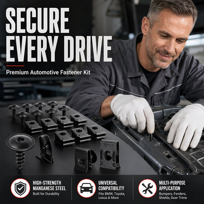 Universal Car Metal U-Type Clips and Screws Set