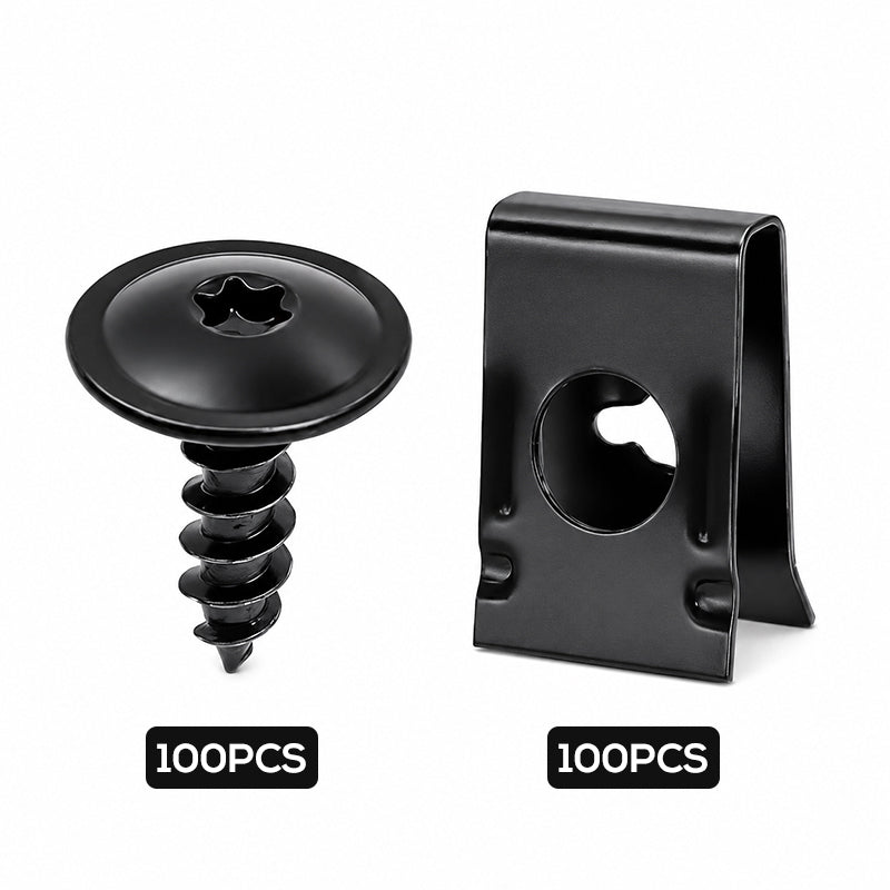 Universal Car Metal U-Type Clips and Screws Set