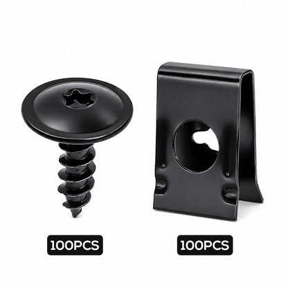 Universal Car Metal U-Type Clips and Screws Set