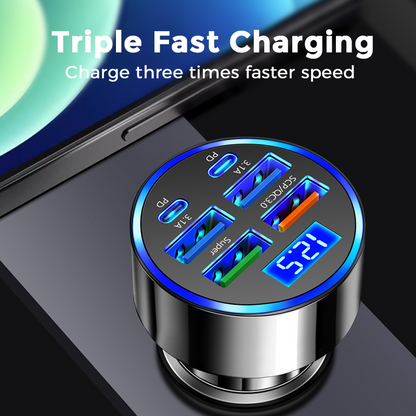 📢📢50% OFF !!⏰6-In-1 Car Fast Phone Charger with Voltage Display