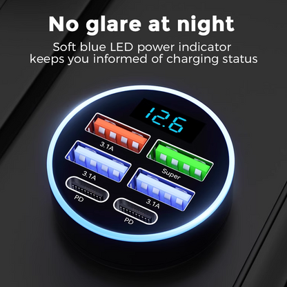 📢📢50% OFF !!⏰6-In-1 Car Fast Phone Charger with Voltage Display