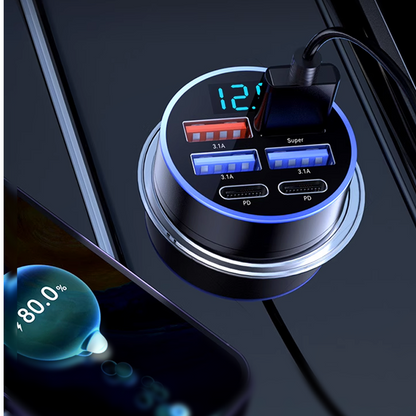 📢📢50% OFF !!⏰6-In-1 Car Fast Phone Charger with Voltage Display