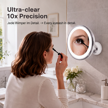 10x Magnifying Makeup Mirror with LED Light and Suction Cup