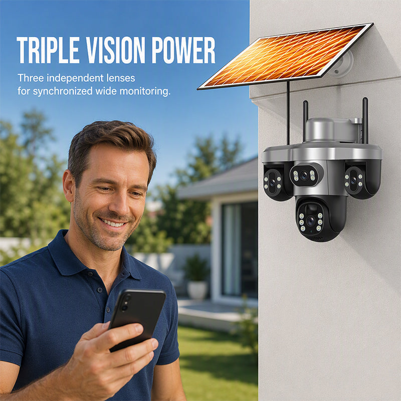 📢📢50% OFF !! ⏰Triple Lens Solar Security Camera