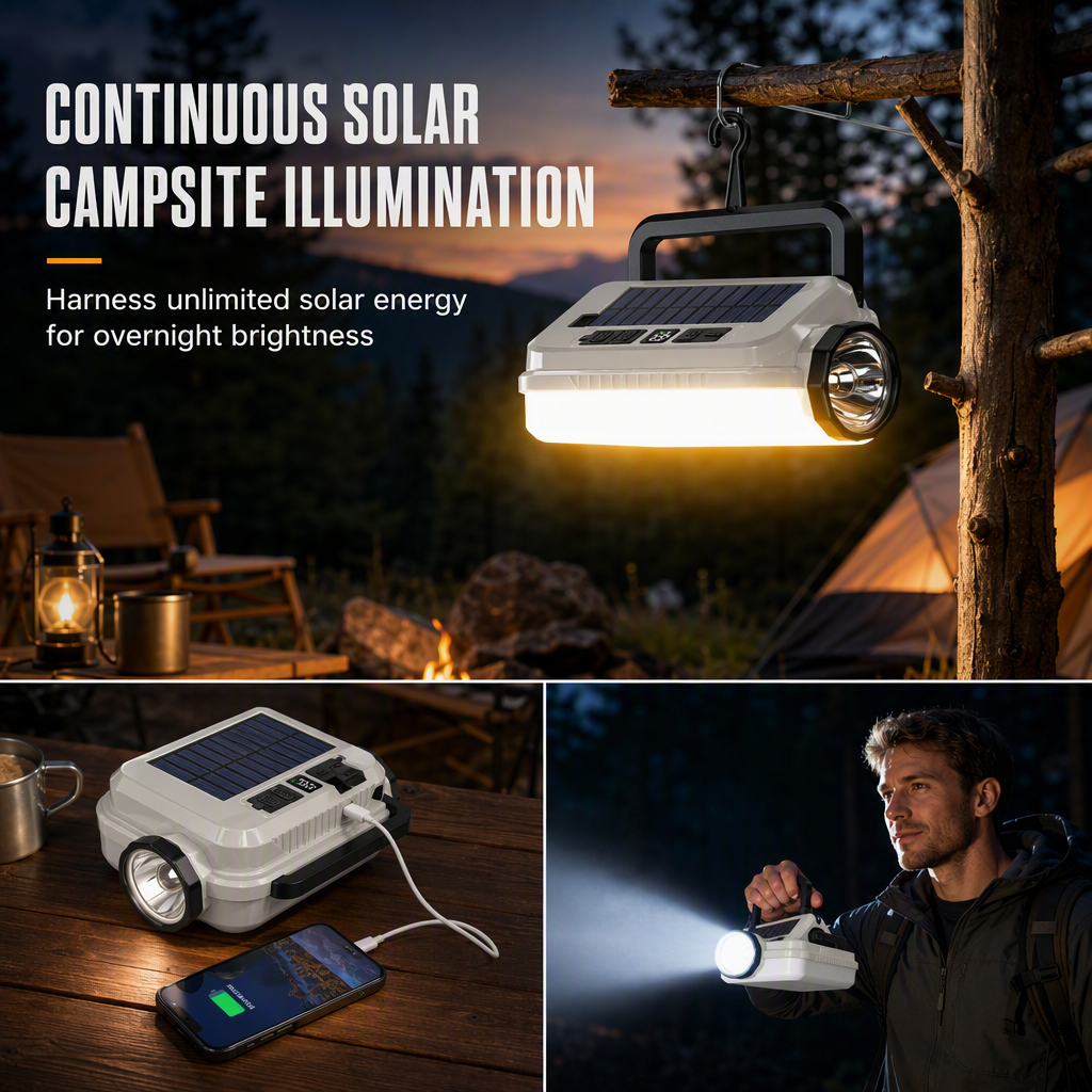 ⛺💡Dual-Light Solar Camping Lantern | Light Up Your Campsite & Charge Your Phone