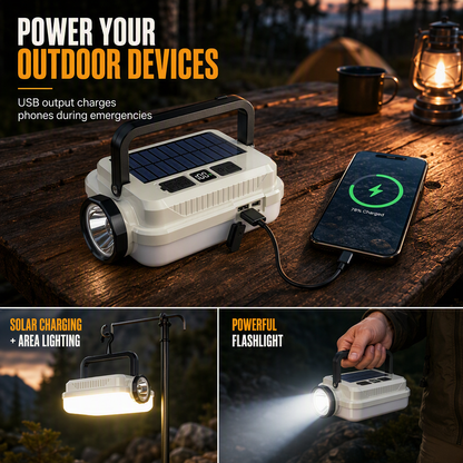 ⛺💡Dual-Light Solar Camping Lantern | Light Up Your Campsite & Charge Your Phone