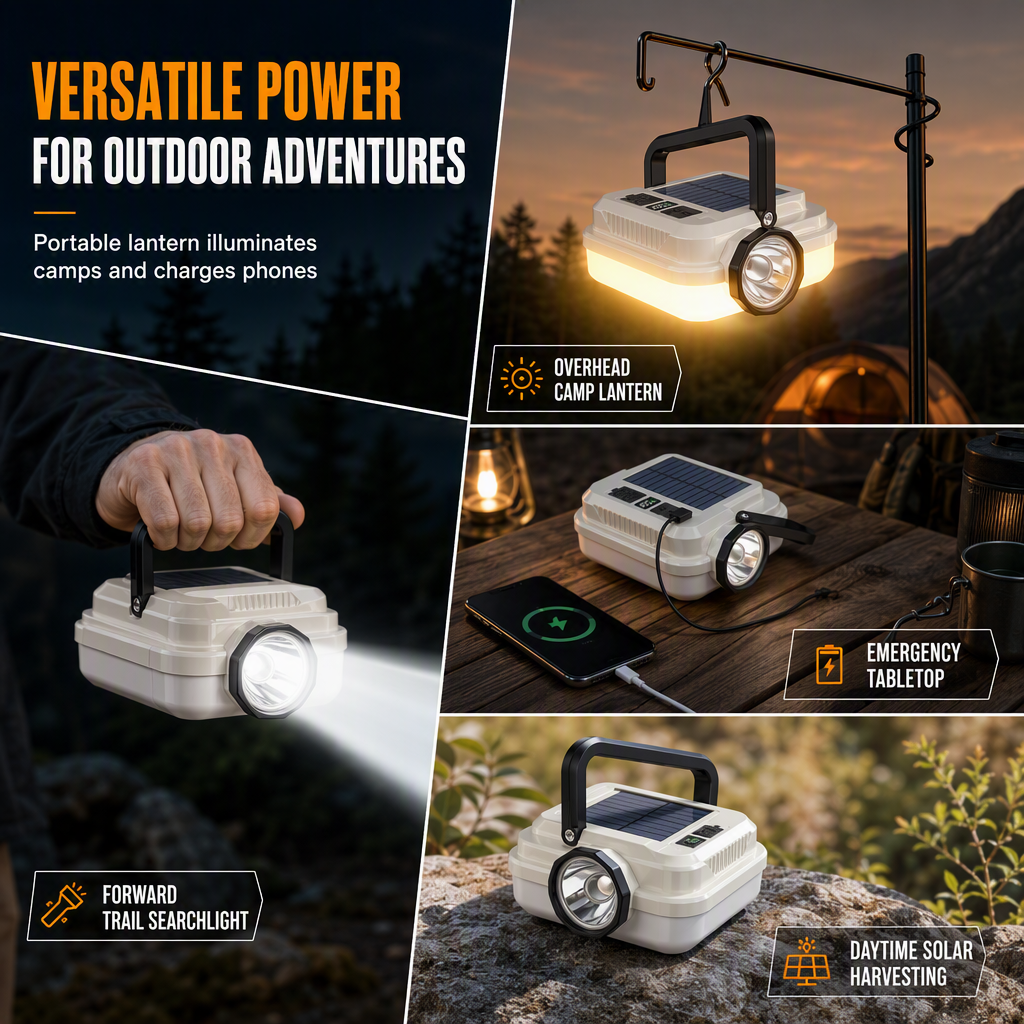 ⛺💡Dual-Light Solar Camping Lantern | Light Up Your Campsite & Charge Your Phone