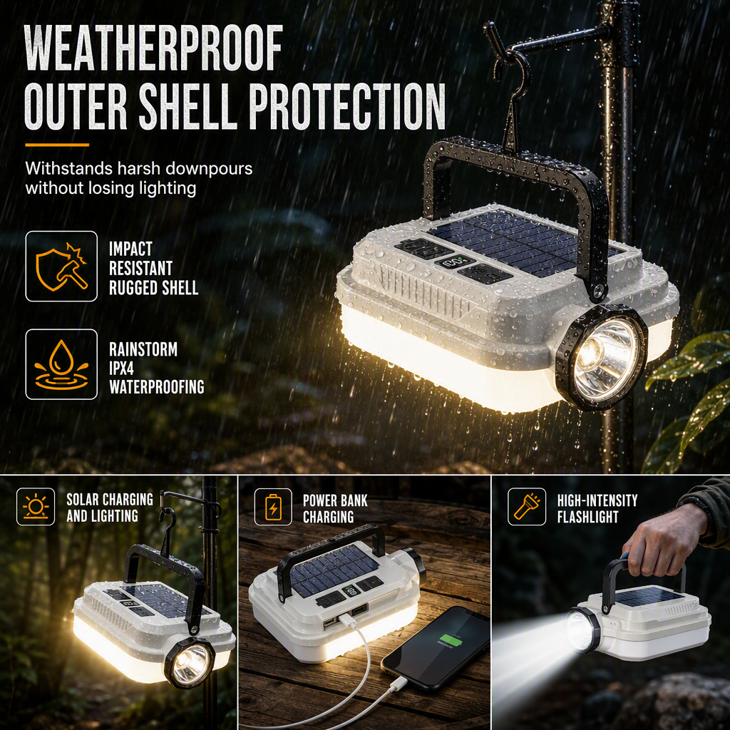 ⛺💡Dual-Light Solar Camping Lantern | Light Up Your Campsite & Charge Your Phone