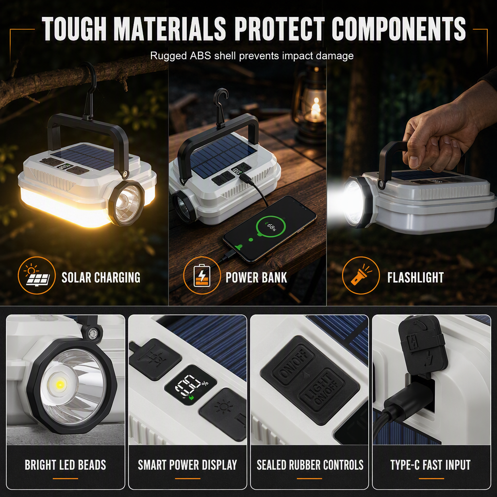 ⛺💡Dual-Light Solar Camping Lantern | Light Up Your Campsite & Charge Your Phone