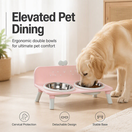 📢📢40% OFF !! ⏰ Elevated Pet Bowls – Detachable & double‑bowl design 🐾✨