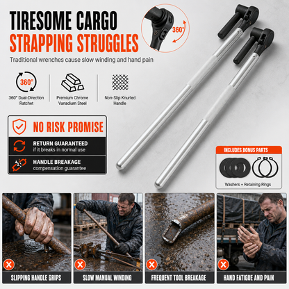 📢📢40% OFF !! ⏰Truck Rope Tightener Ratchet Wrench with 360 Degree Rotation Special Steel Labor Saving Multifunctional Pry Bar Tool