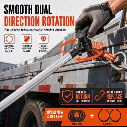 📢📢40% OFF !! ⏰Truck Rope Tightener Ratchet Wrench with 360 Degree Rotation Special Steel Labor Saving Multifunctional Pry Bar Tool