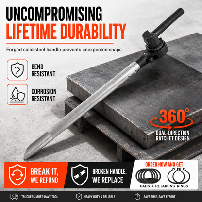 📢📢40% OFF !! ⏰Truck Rope Tightener Ratchet Wrench with 360 Degree Rotation Special Steel Labor Saving Multifunctional Pry Bar Tool
