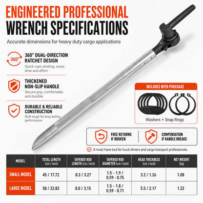 📢📢40% OFF !! ⏰Truck Rope Tightener Ratchet Wrench with 360 Degree Rotation Special Steel Labor Saving Multifunctional Pry Bar Tool