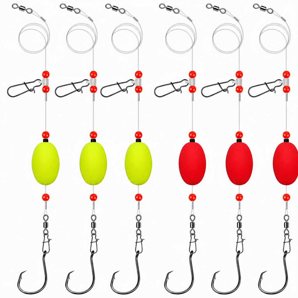 📢📢40% OFF !! ⏰ Pre-Tied Surf Fishing Rigs: High-Buoyancy Floats, Forged Circle Hooks, 90lb Leader, Ready to Use