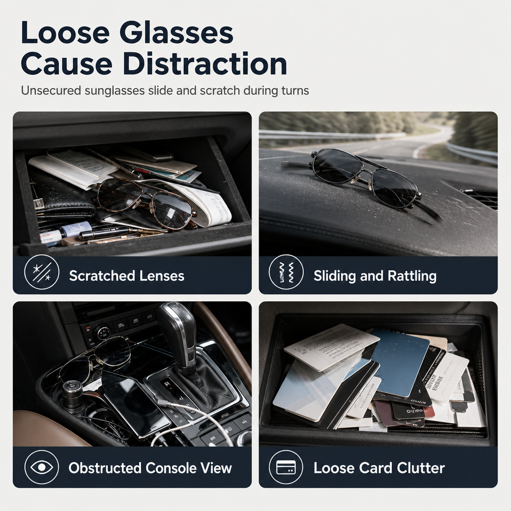 🕶️ LIMITED-TIME 50% OFF 🚗 Car Sunglasses Holder — Magnetic Leather Clip, Ticket Card Mount