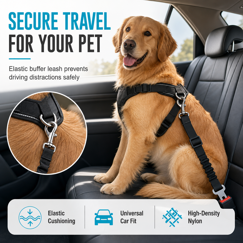 📢📢40% OFF !! ⏰Elastic Nylon Dog Car Safety Harness