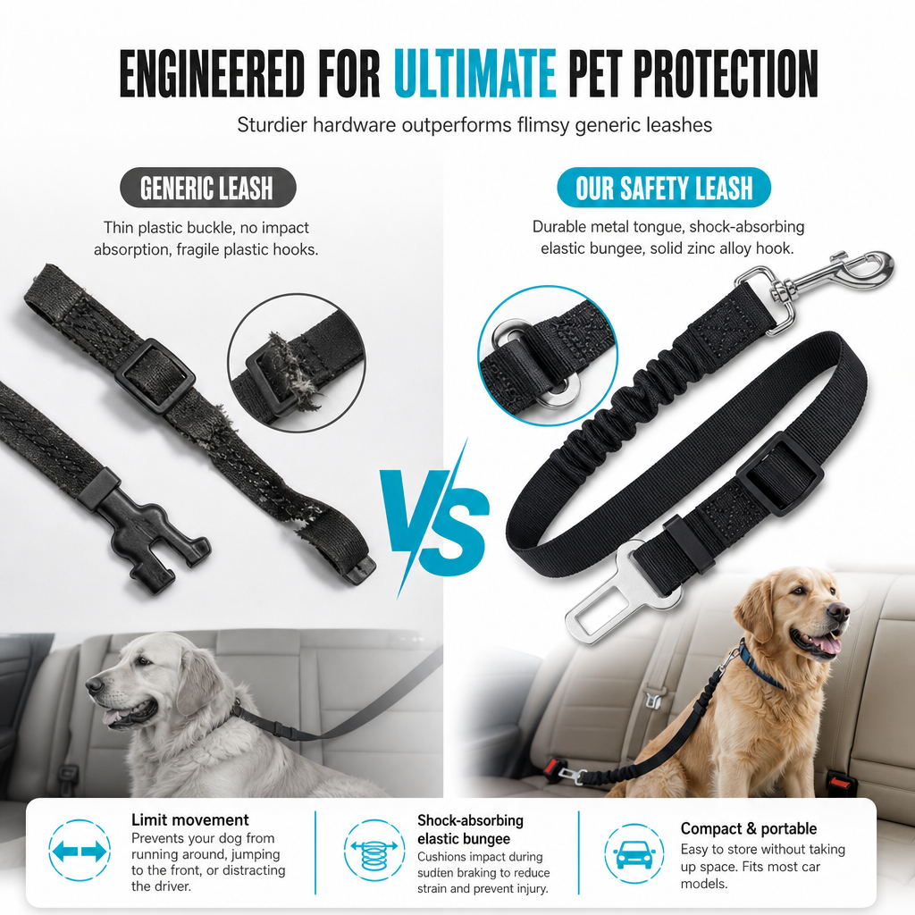 📢📢40% OFF !! ⏰Elastic Nylon Dog Car Safety Harness