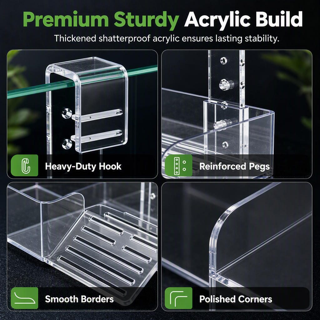 Adjustable Hanging Acrylic Turtle Basking Platform for High Water Level Tanks