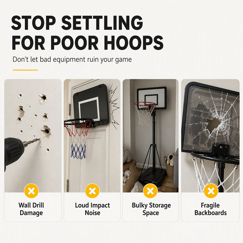 📢📢50% OFF !! ⏰No Drill Wall Mounted Folding Basketball Hoop Toy Set for Kids Indoor and Outdoor Play