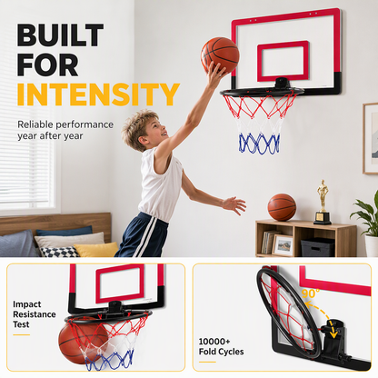 📢📢50% OFF !! ⏰No Drill Wall Mounted Folding Basketball Hoop Toy Set for Kids Indoor and Outdoor Play