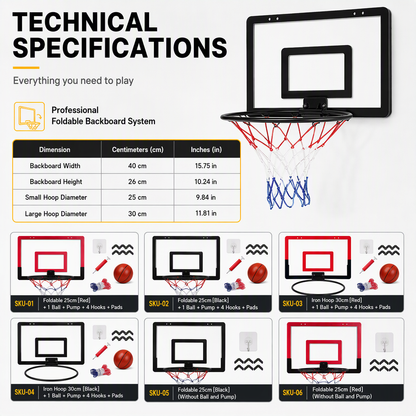 📢📢50% OFF !! ⏰No Drill Wall Mounted Folding Basketball Hoop Toy Set for Kids Indoor and Outdoor Play