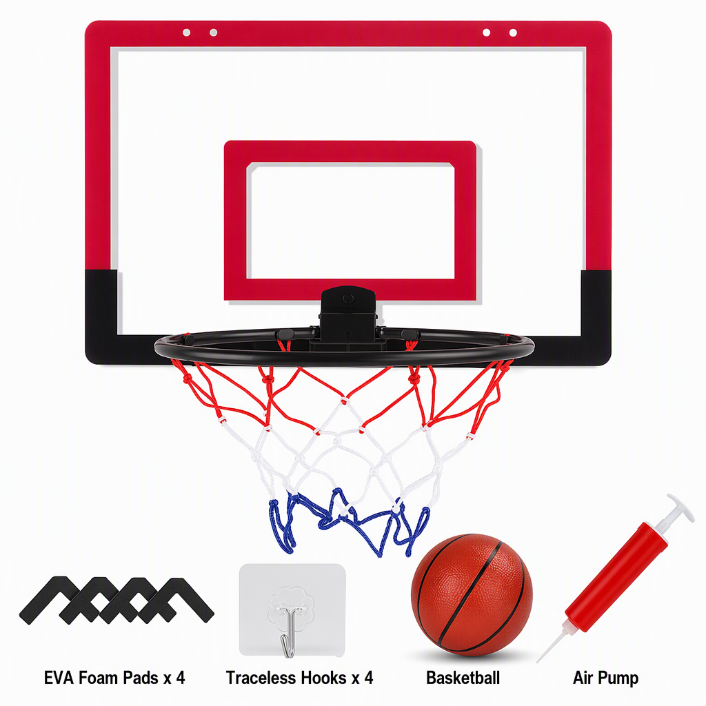 📢📢50% OFF !! ⏰No Drill Wall Mounted Folding Basketball Hoop Toy Set for Kids Indoor and Outdoor Play