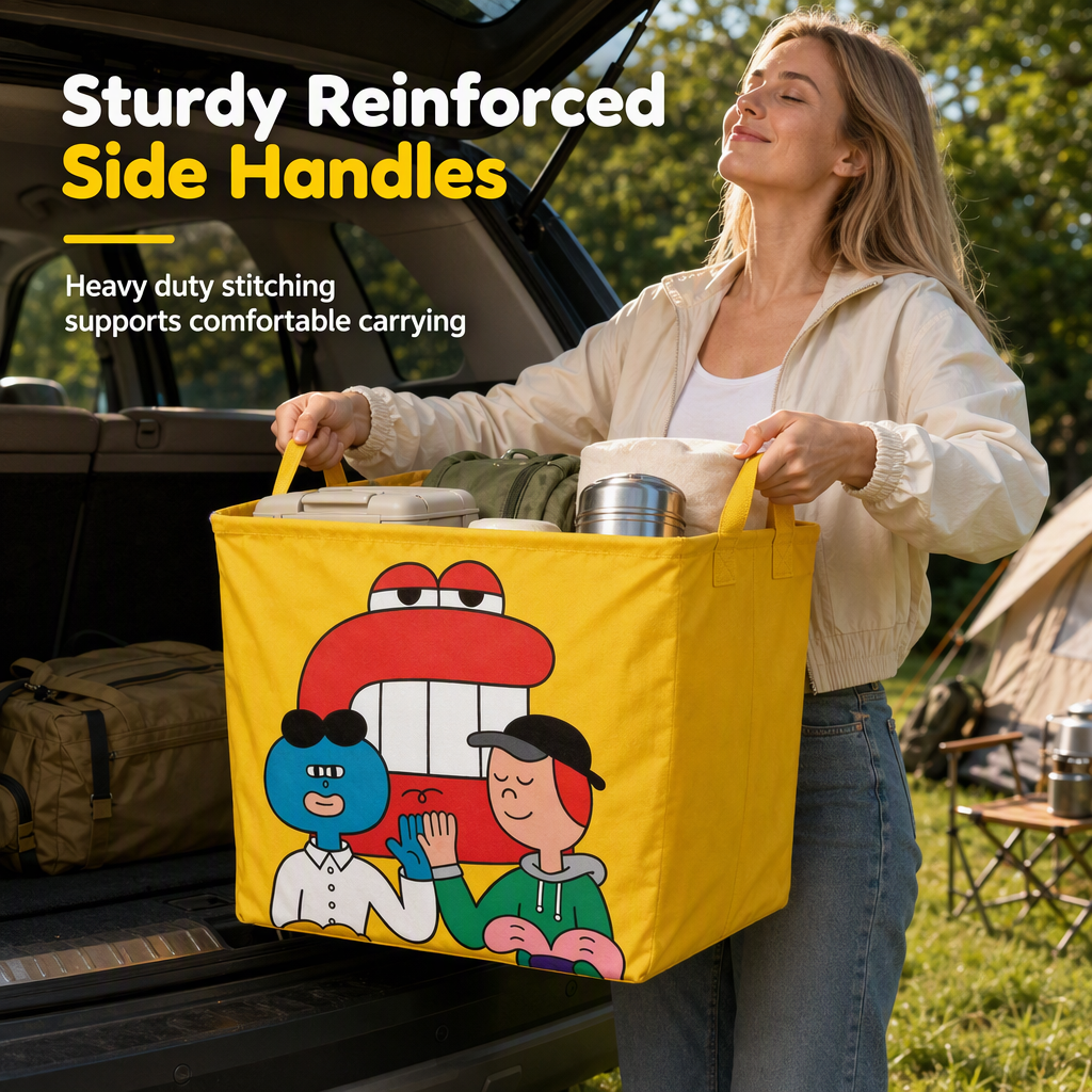 📢📢50% OFF !! ⏰Cute Cartoon Folding Car Trunk Organizer Bin Large Capacity Collapsible Storage Basket for Sundries